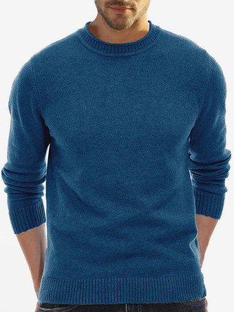 ダークネイビーメンズ セーター メンズ プルオーバー ニット ジュエル ネック 秋 ホワイト カーキ