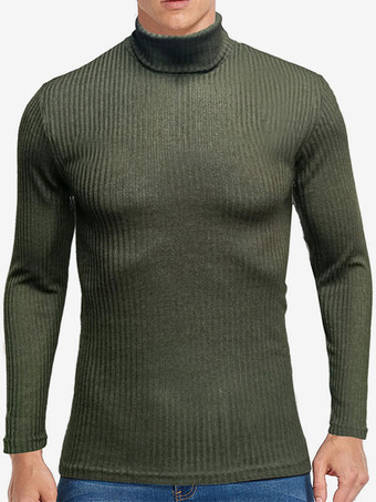 ハンターグリーン メンズ セーター メンズ プルオーバー ニット ハイカラー 秋 ホワイト ハンター グリーン