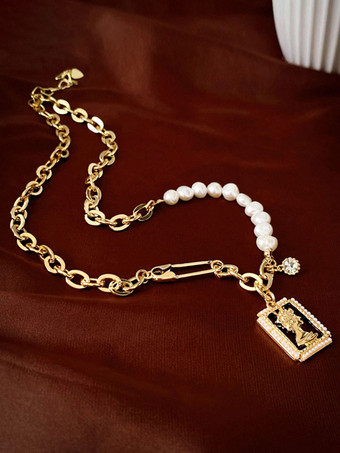 ゴールド ウェディング ネックレス ゴールド キュービック ジルコニア 16-18 インチ ウェディング ネックレス