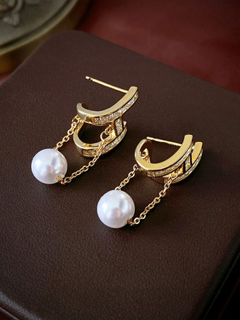 ウェディング イヤリング イミテーション パール キュービック ジルコニア メタル ピアス ブライダル ジュエリー