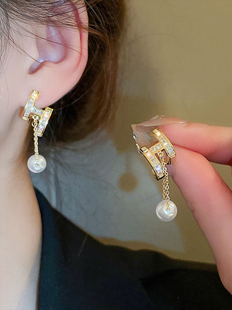 ウェディング イヤリング イミテーション パール キュービック ジルコニア メタル ピアス ブライダル ジュエリー