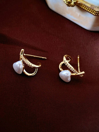 ゴールド ウェディング イヤリング キュービック ジルコニア メタル ピアス ウェディング ジュエリー