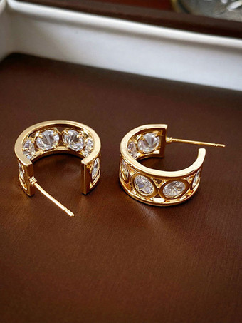 GoldHochzeit Ohrringe  Zirkonia  Metall  durchbohrt  Brautschmuck