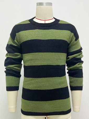 メンズ セーター メンズ プルオーバー ニットウェア ジュエル ネック 秋 グリーン グリーン