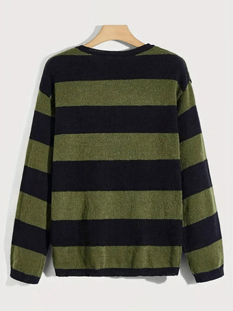 メンズ セーター メンズ プルオーバー ニットウェア ジュエル ネック 秋 グリーン グリーン