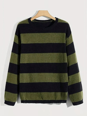 グリーン メンズ セーター メンズ プルオーバー ニットウェア ジュエル ネック 秋 グリーン グリーン