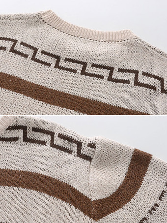 メンズセーター メンズプルオーバーニット ジュエルネック 秋 アプリコット アプリコット