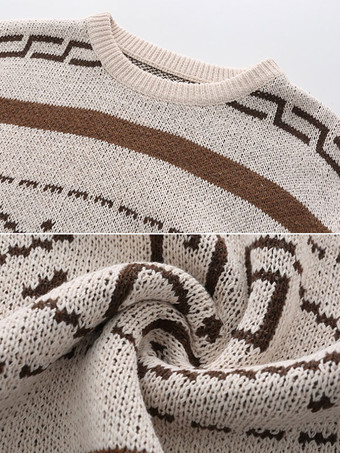 メンズセーター メンズプルオーバーニット ジュエルネック 秋 アプリコット アプリコット