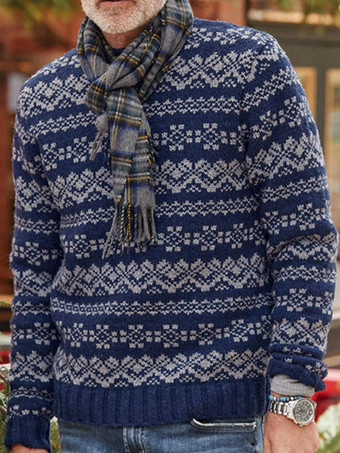 ダークネイビーメンズ セーター メンズ プルオーバー ニットウェア ジュエルネック 春 ダークネイビー ダークネイビー