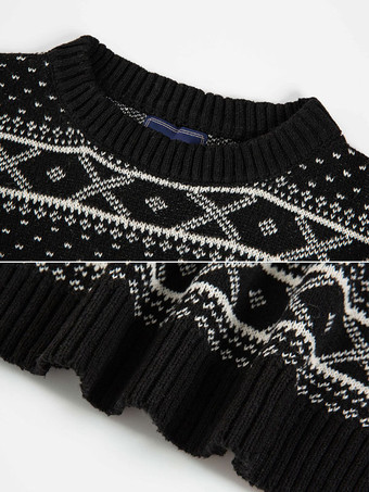 メンズ セーター メンズ プルオーバー ニットウェア ジュエル ネック 春 ブラック ブラック