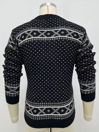 メンズ セーター メンズ プルオーバー ニットウェア ジュエル ネック 春 ブラック ブラック