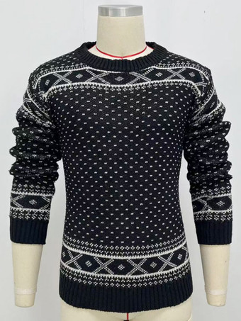 メンズ セーター メンズ プルオーバー ニットウェア ジュエル ネック 春 ブラック ブラック