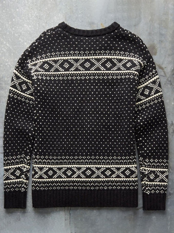 メンズ セーター メンズ プルオーバー ニットウェア ジュエル ネック 春 ブラック ブラック