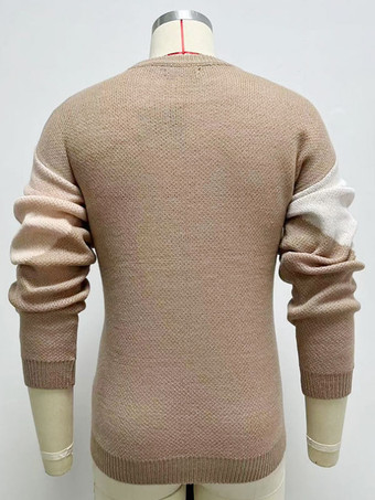 メンズ セーター メンズ プルオーバー ニット ジュエルネック 春 カーキ カーキ