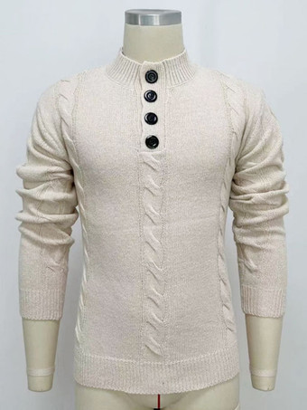 メンズ セーター メンズ プルオーバー ニットウェア スタンドカラー 冬 アプリコット アプリコット