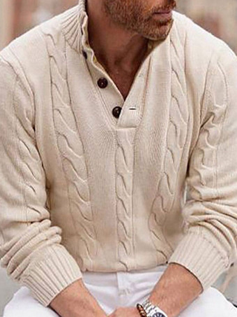 アプリコットメンズ セーター メンズ プルオーバー ニットウェア スタンドカラー 冬 アプリコット アプリコット