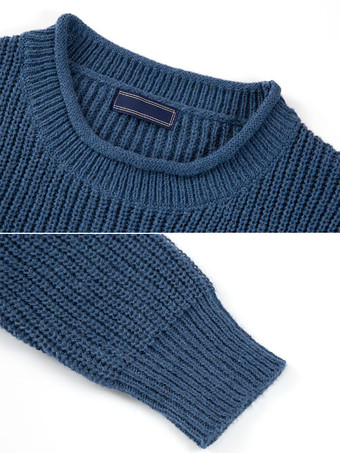 メンズ セーター メンズ プルオーバー ニット ハイカラー 冬 ダークネイビー ダークネイビー