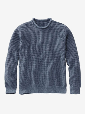 メンズ セーター メンズ プルオーバー ニット ハイカラー 冬 ダークネイビー ダークネイビー