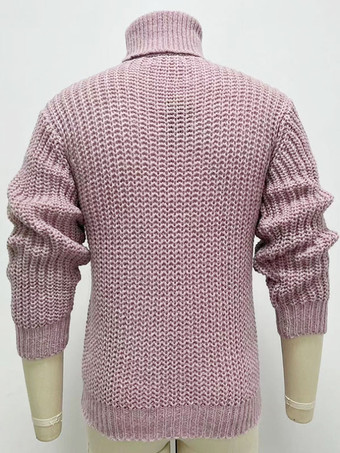 メンズ セーター メンズ プルオーバー ニット ハイカラー 春 ピンク ピンク