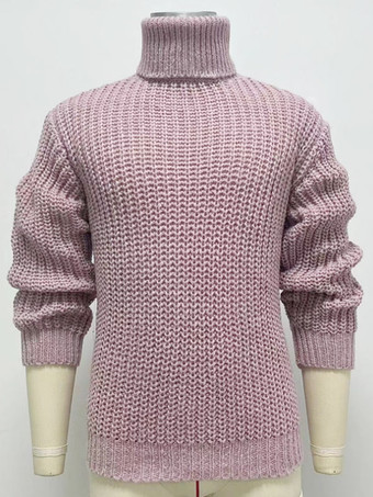 メンズ セーター メンズ プルオーバー ニット ハイカラー 春 ピンク ピンク