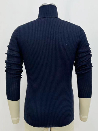 メンズ セーター メンズ プルオーバー ニット ハイカラー 秋 ダークネイビー ダークネイビー