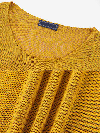 メンズ セーター メンズ プルオーバー ニットウェア ジュエル ネック 冬 イエロー イエロー