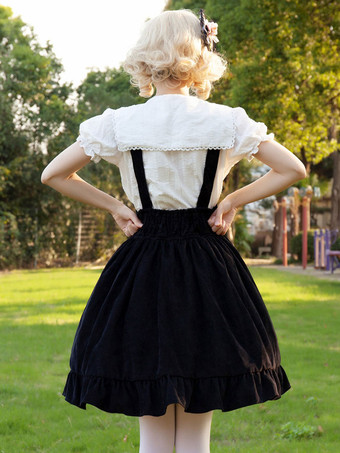 アイドル服ロリータSKエンジェルビーツ花柄黒フリルロリータスカート