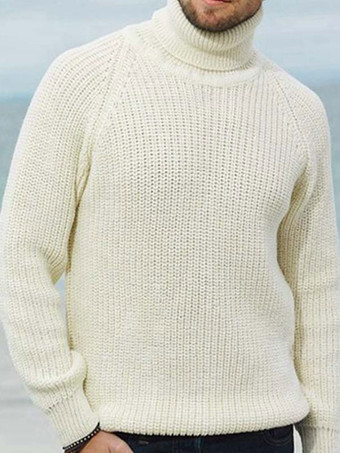 メンズ セーター メンズ プルオーバー ニット ハイカラー 冬 エクリュ ホワイト エクリュ ホワイト