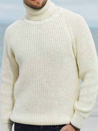 メンズ セーター メンズ プルオーバー ニット ハイカラー 冬 エクリュ ホワイト エクリュ ホワイト