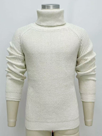 メンズ セーター メンズ プルオーバー ニット ハイカラー 冬 エクリュ ホワイト エクリュ ホワイト