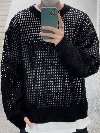 Pulls Homme Cardigan Maille Col Bijou Printemps Noir