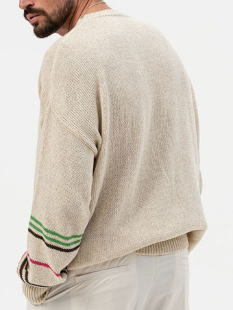 メンズセーター メンズプルオーバーニット ジュエルネック 春 アプリコット アプリコット