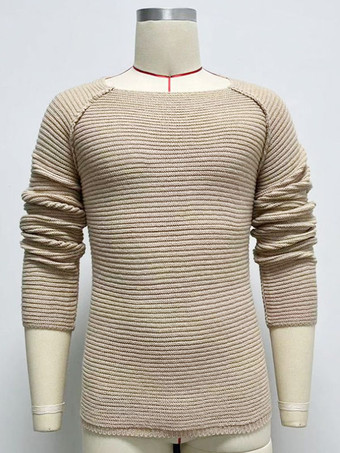 メンズセーター メンズプルオーバーニット ジュエルネック 春 アプリコット アプリコット