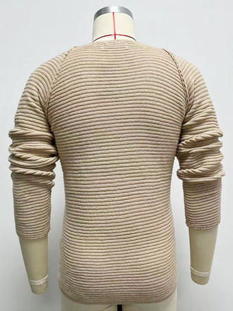 メンズセーター メンズプルオーバーニット ジュエルネック 春 アプリコット アプリコット