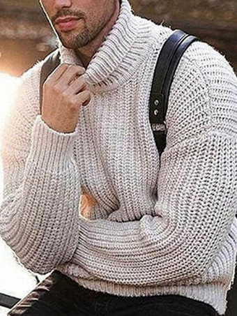 アイボリー メンズ セーター メンズ プルオーバー ニット ハイカラー 秋 エクリュ ホワイト エクリュ ホワイト