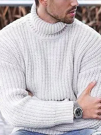 メンズ セーター メンズ プルオーバー ニット ハイカラー 秋 エクリュ ホワイト エクリュ ホワイト