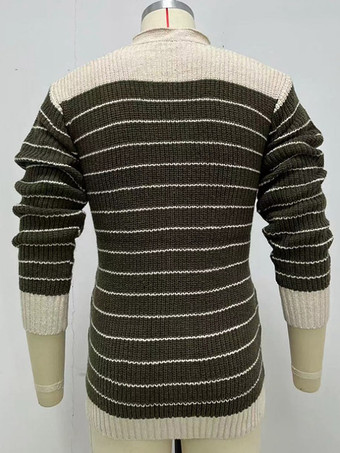 紳士服 カーディガン メンズ 男性用セーター メンズカーディガン シンプル ストライプ 長袖 おしゃれ カーキ カーキ