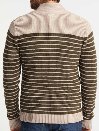 紳士服 カーディガン メンズ 男性用セーター メンズカーディガン シンプル ストライプ 長袖 おしゃれ カーキ カーキ