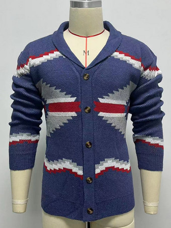 メンズ 衣類 メンズ カーディガン メンズ セーター メンズ カーディガン シック 長袖 ディープ ブルー ディープ ブルー スペシャル