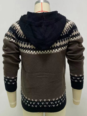 Abbigliamento da uomo Cardigan casual da uomo Maglioni da uomo Cardigan da uomo Casual scozzese a maniche lunghe Unico Marrone chiaro Marrone chiaro