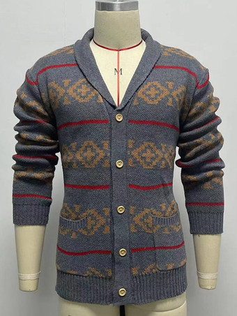 メンズ 衣類 カーディガン 男性用 メンズ セーター メンズ カーディガン ラウンジ 長袖 グレー グレー 快適