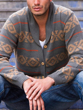 メンズ 衣類 カーディガン 男性用 メンズ セーター メンズ カーディガン ラウンジ 長袖 グレー グレー 快適