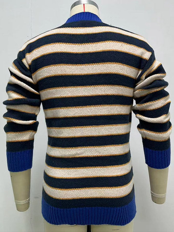 メンズ 衣類 カーディガン メンズ 男性用セーター メンズ カーディガン カジュアル カラーブロック 長袖 ファッショナブルな ブルー ブルー