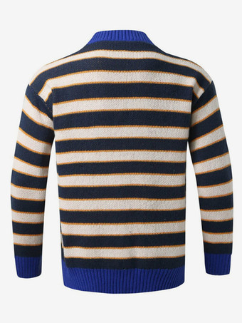 メンズ 衣類 カーディガン メンズ 男性用セーター メンズ カーディガン カジュアル カラーブロック 長袖 ファッショナブルな ブルー ブルー