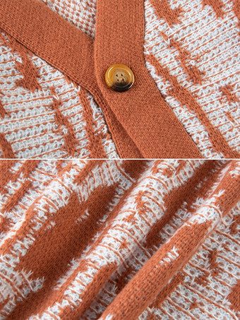 Cardigan pour hommes Pulls Manches longues Confortable Café Marron