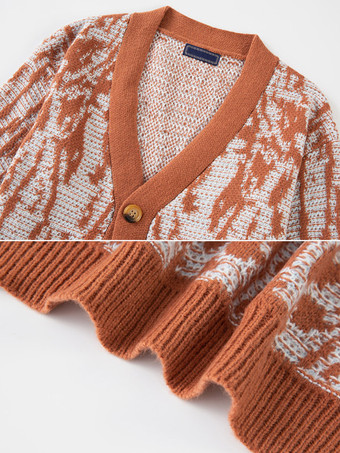 Cardigan pour hommes Pulls Manches longues Confortable Café Marron