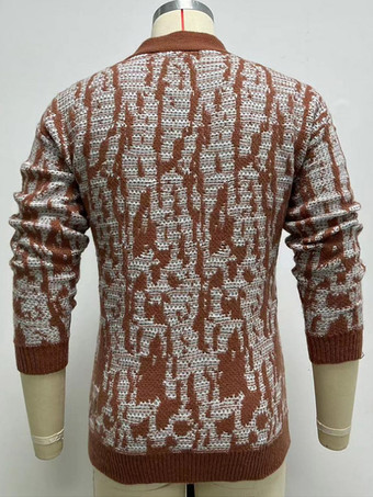 Cardigan pour hommes Pulls Manches longues Confortable Café Marron