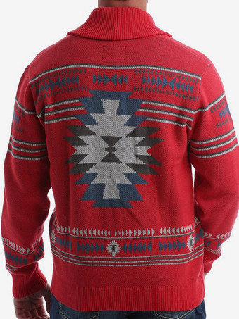 Men's Clothing Cardigan For Men Men's Sweaters Men's Cardigans Simple Geometric Long Sleeves Stylish Red Red