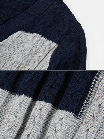 メンズ 衣類 カーディガン メンズ 男性用セーター メンズ カーディガン シックなカラーブロック 長袖 ユニーク ダークネイビー ダークネイビー