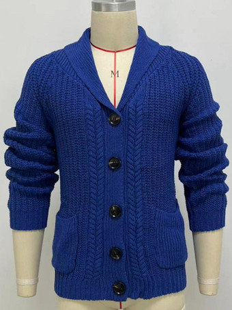 メンズ 衣類 メンズ カーディガン メンズ セーター メンズ カーディガン シンプル 長袖 ブルー ブルー スペシャル